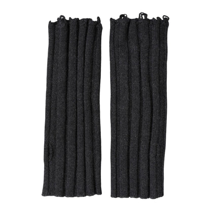 Dolce & Gabbana Black Virgin Wool Knitted Fingerless Gloves