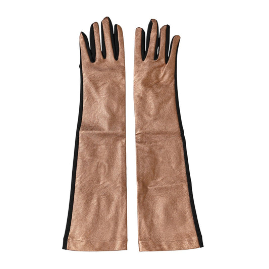 Dolce & Gabbana Brown Black Wool Elbow Length Mitten Men Gloves