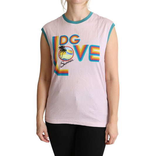 Dolce & Gabbana Multicolor DG Love Cotton Round Neck Tank Tops