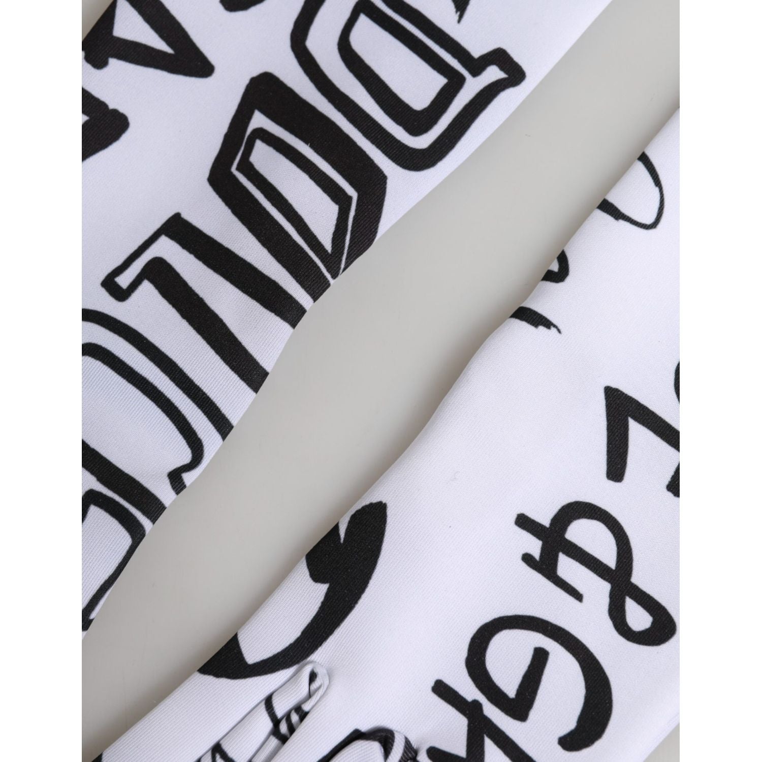 Dolce & Gabbana Black White DG Logo Elbow Length Mitten  Gloves