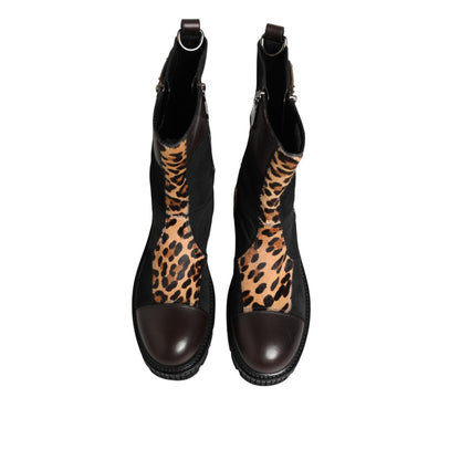 Dolce & Gabbana Multicolor Leopard Mid Calf Boots Shoes