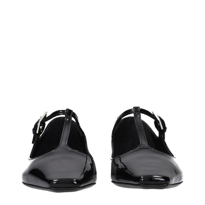 The Attico Black Leather Ballet Flats