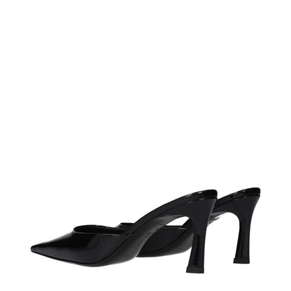 The Attico Black Leather Flat Sandals