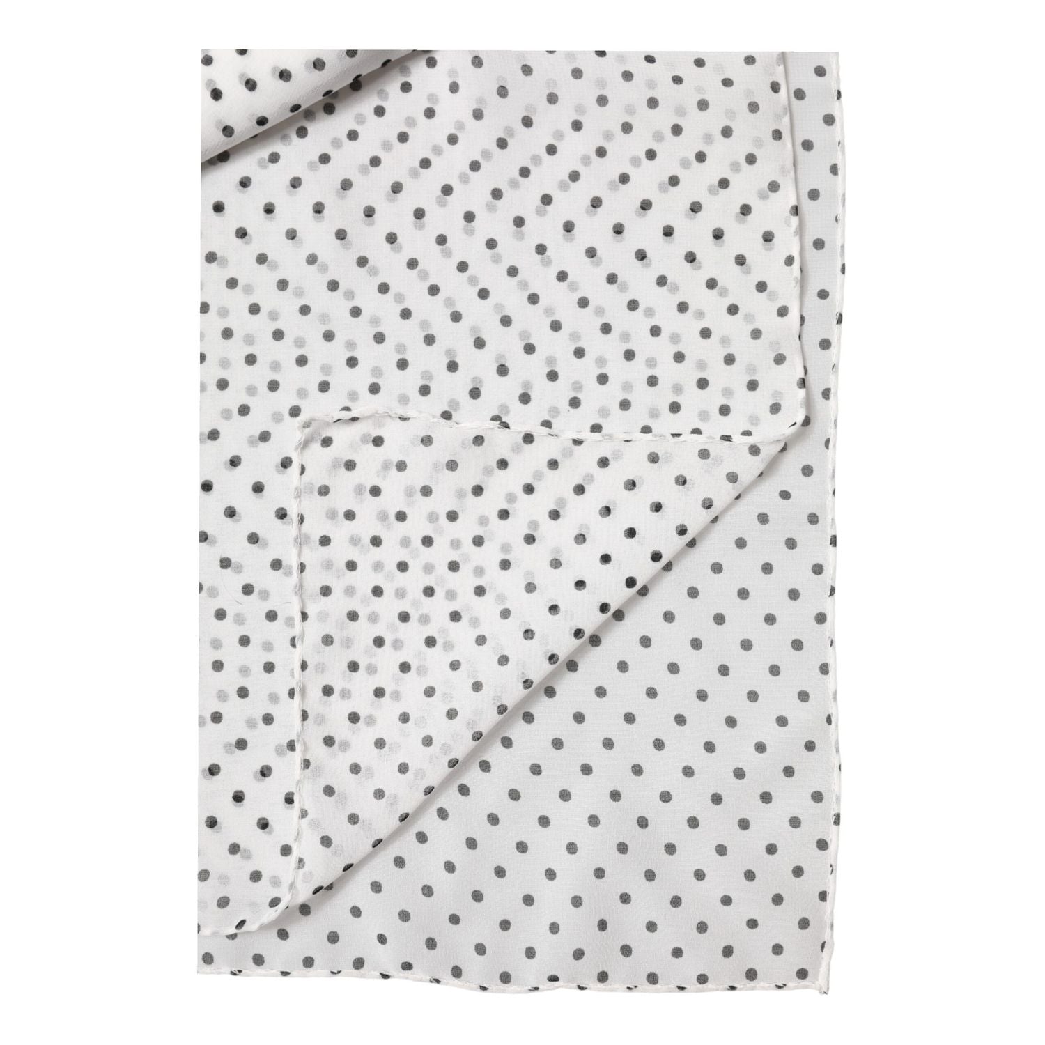 Dolce & Gabbana White Polka Dot Polyester Shawl Scarf
