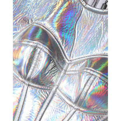 Dolce & Gabbana Silver Iridescent Bodycon Sheath Midi Dress