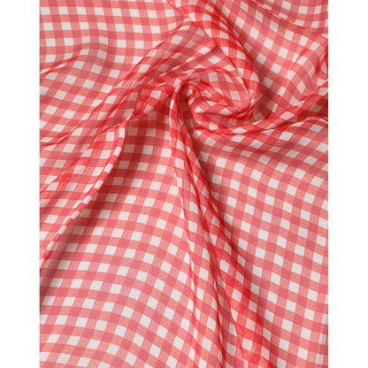 Dolce & Gabbana Red Checkered Silk Neck Wrap Shawl Scarf