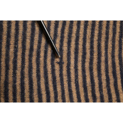 Daniele Alessandrini Brown Black Stripes Wool Crew Neck Pullover Sweater