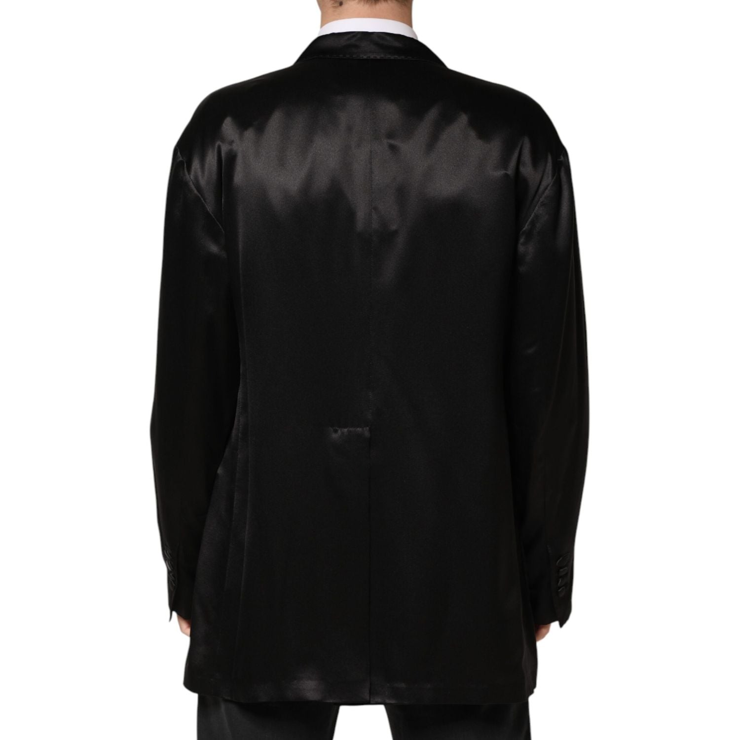 Dolce & Gabbana Black Silk Double Breasted 2 Button Blazer