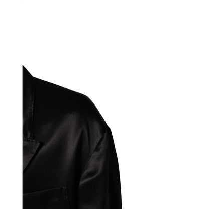 Dolce & Gabbana Black Silk Double Breasted 2 Button Blazer