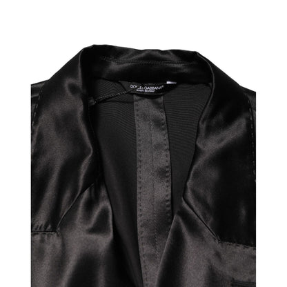 Dolce & Gabbana Black Silk Double Breasted 2 Button Blazer