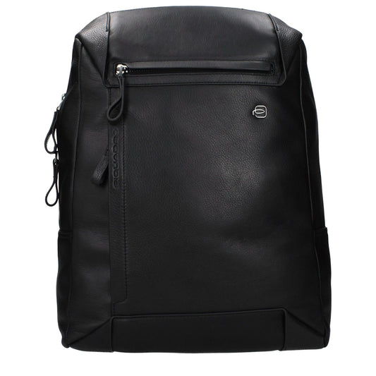 Piquadro Black Leather Backpack
