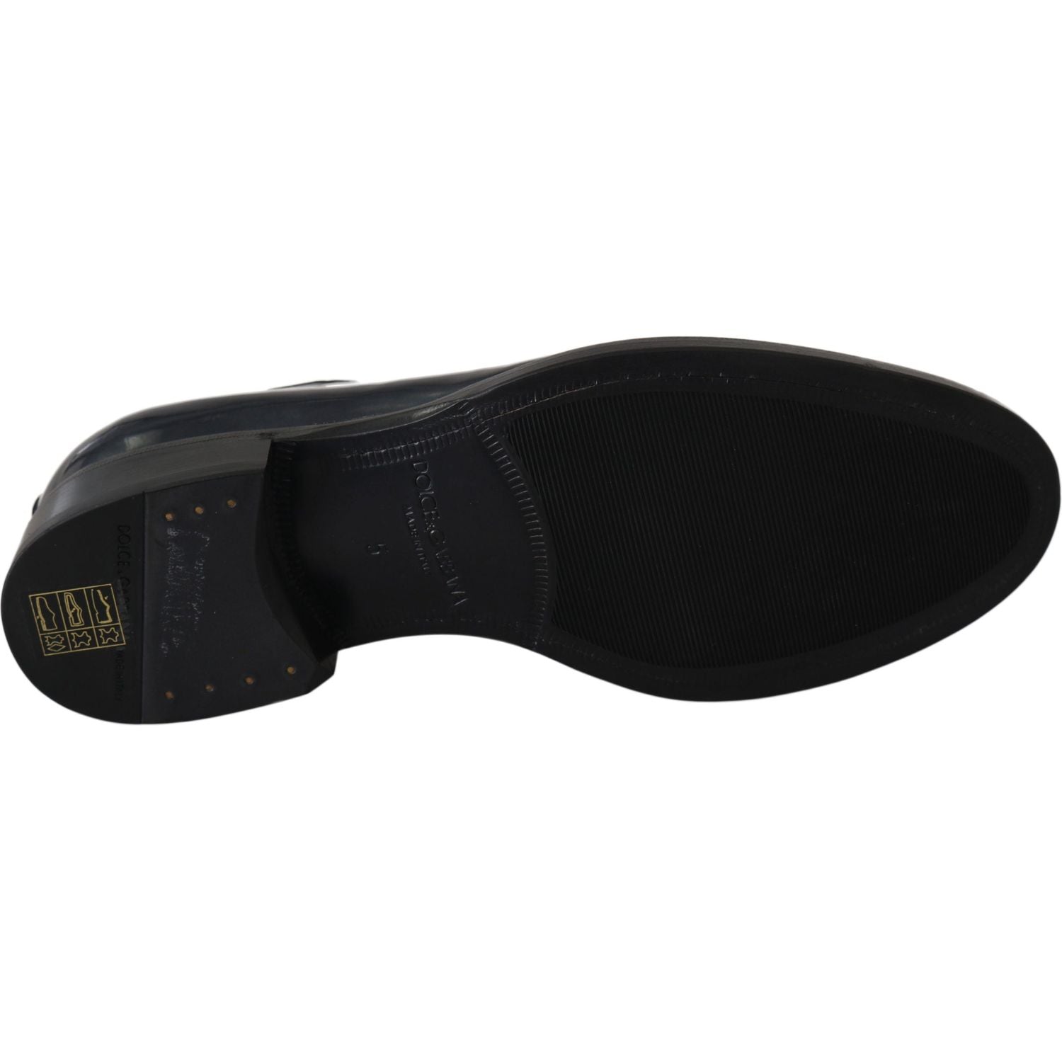 حذاء ديربي أنيق من الجلد باللون الأزرق من دولتشي آند غابانا