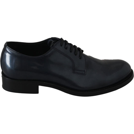 Dolce & Gabbana Blue Leather Derby Dress Formal Shoes