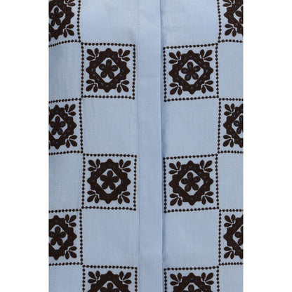 Alemais Blue Linen Pattern Shirt