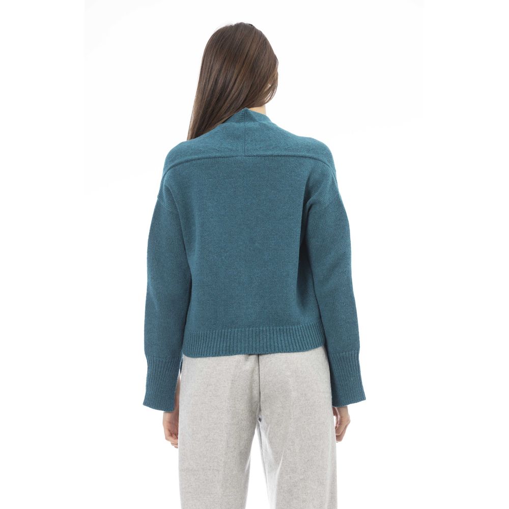 Alpha Studio Teal Merino Wool Women Cardigan