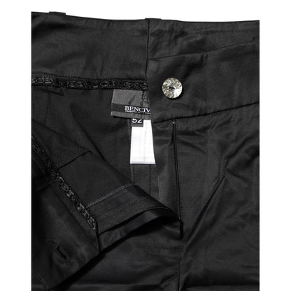 BENCIVENGA Black Cotton Blend Cropped Straight Leg Pants