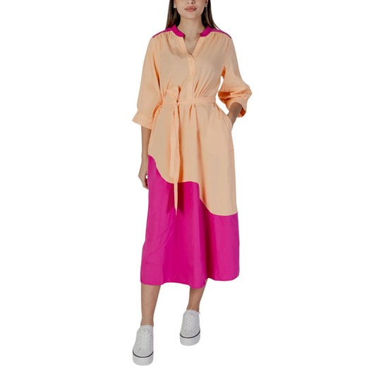 B.Young Orange Cotton Long Dress