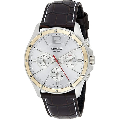 CASIO COLLECTION Mod. MULTIFUNCTION CALENDAR. LEATHER - SILVER