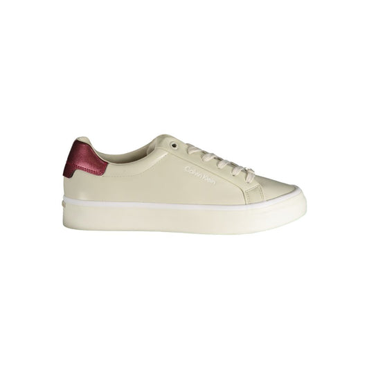Calvin Klein Beige Leather Women Sneaker