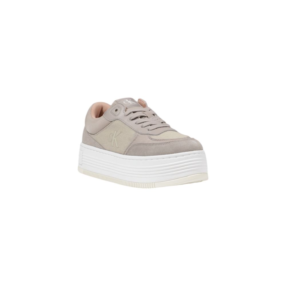 Calvin Klein Jeans Beige Recycled Cotton Platform Sneakers