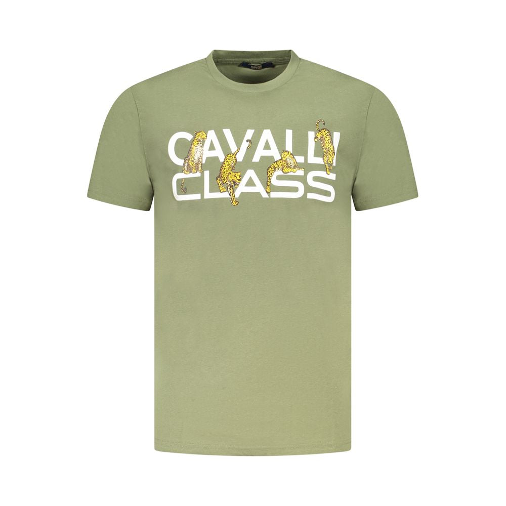 Cavalli Class Green Cotton Men T-Shirt
