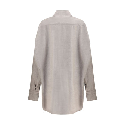 Di Stavnitser Gray Fleece Wool Dress Shirt
