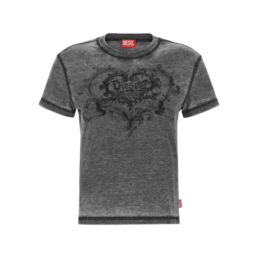 Diesel Gray Polyester T-Shirt