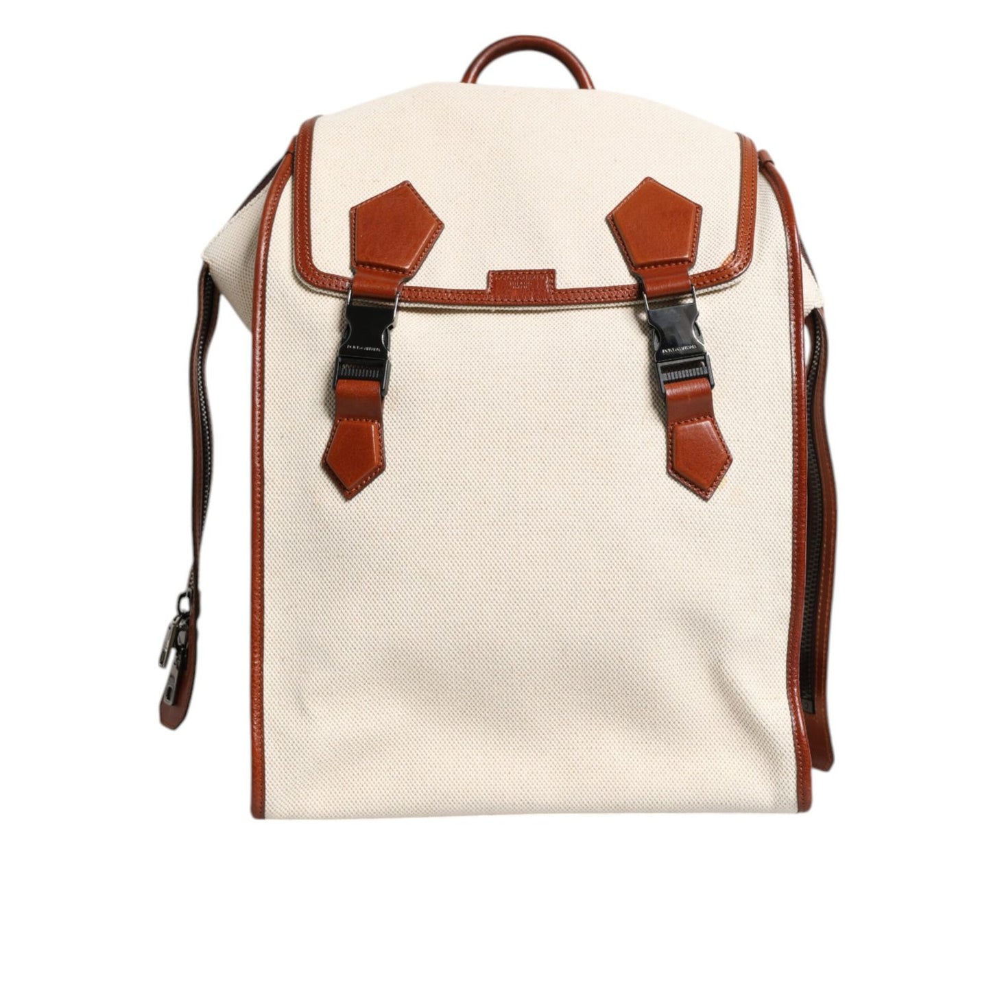 Dolce & Gabbana Beige Brown Canvas Leather EDGE Travel Men Back Pack Bag