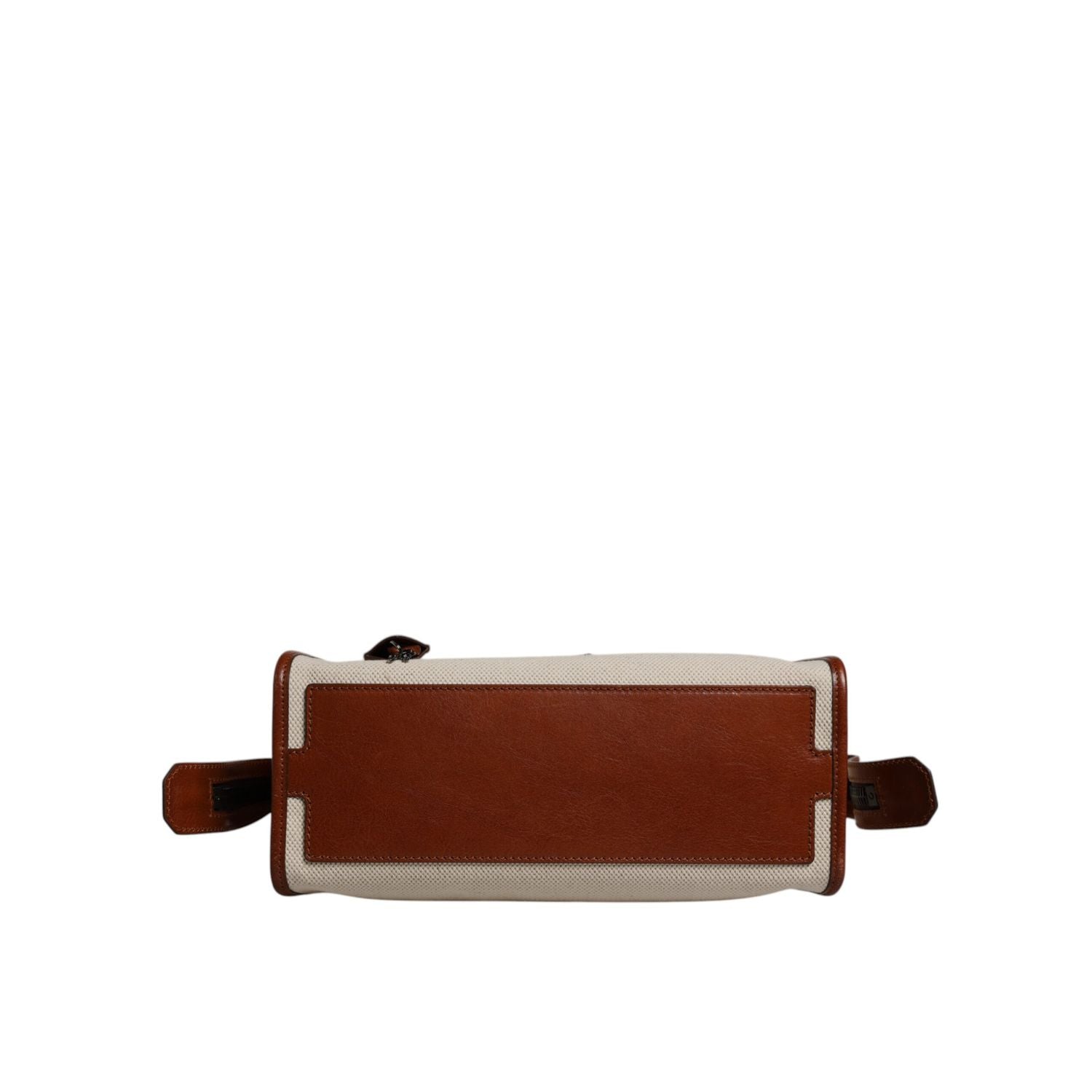 Dolce & Gabbana Beige Brown Cotton Leather Duffle Shoulder Bag