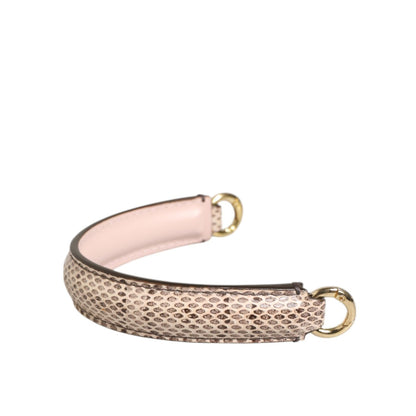 Dolce & Gabbana Beige Brown Snakeskin Leather Gold Ring Shoulder Strap