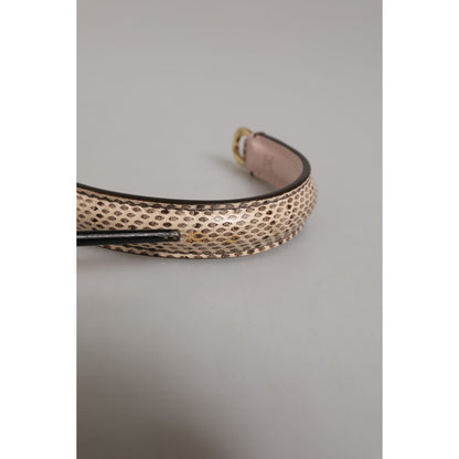 Dolce & Gabbana Beige Brown Snakeskin Leather Gold Ring Shoulder Strap