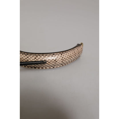 Dolce & Gabbana Beige Brown Snakeskin Leather Gold Ring Shoulder Strap