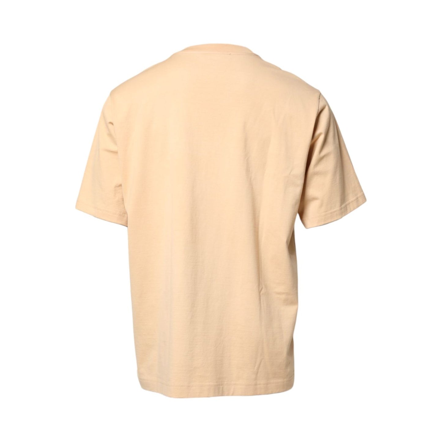 Dolce & Gabbana Beige Cotton Logo Print Crew Neck T-shirt