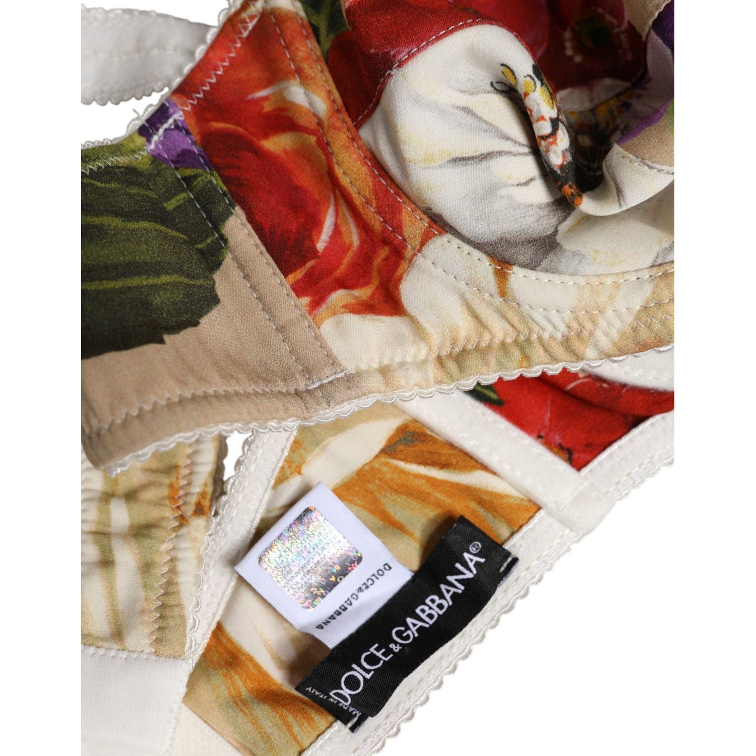 Dolce & Gabbana Beige Floral Balconcino Underwired Bra Underwear