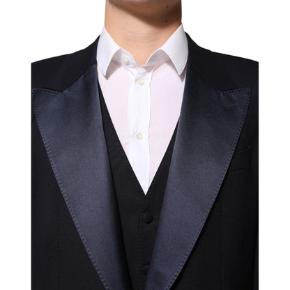 Dolce & Gabbana Black 3 Piece Wool Silk Blend Suit SICILIA