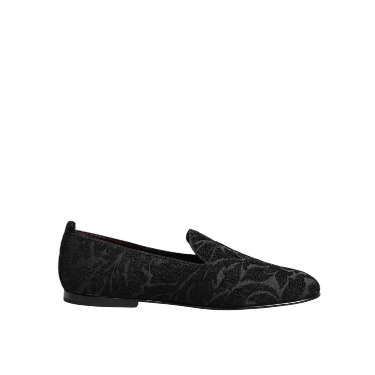 Dolce & Gabbana Black Brocade Loafers Slip On Men Dress Shoes