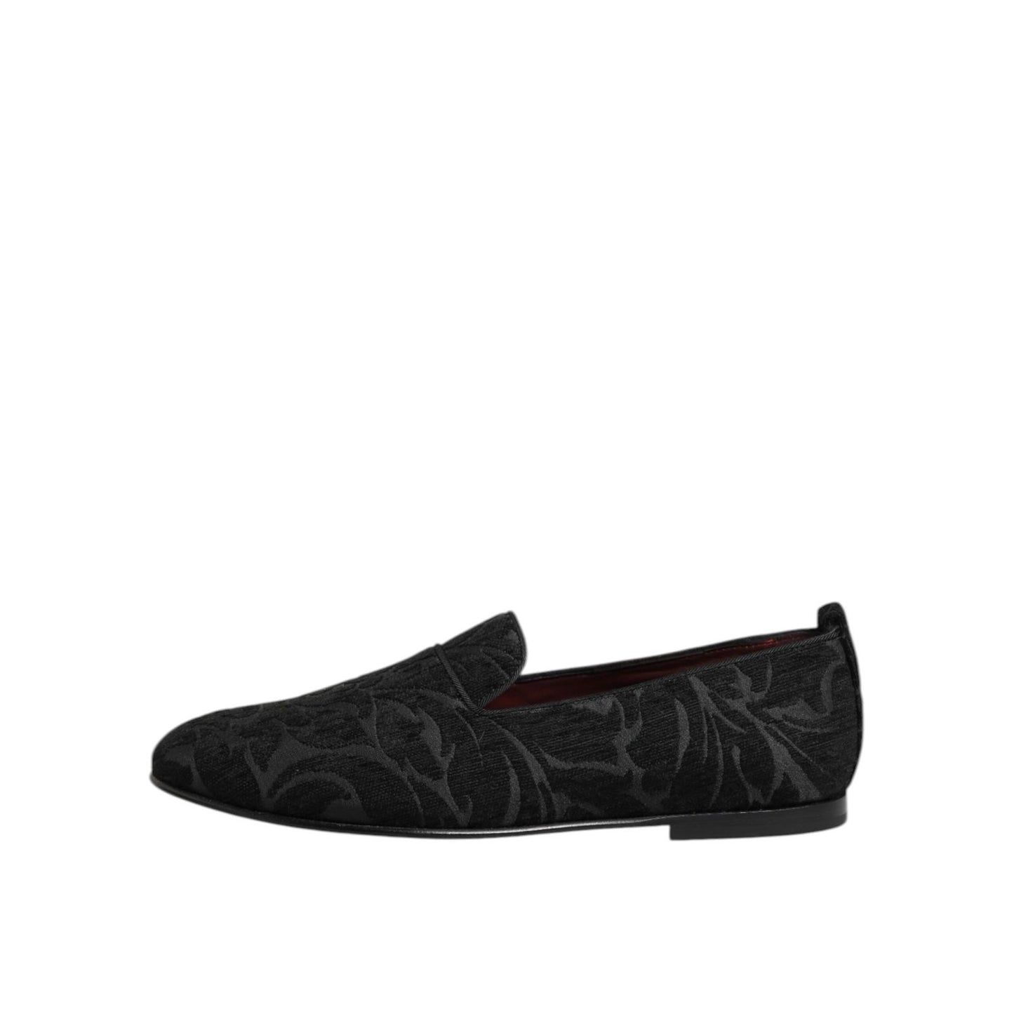 Dolce & Gabbana Black Brocade Loafers Slip On Men Dress Shoes
