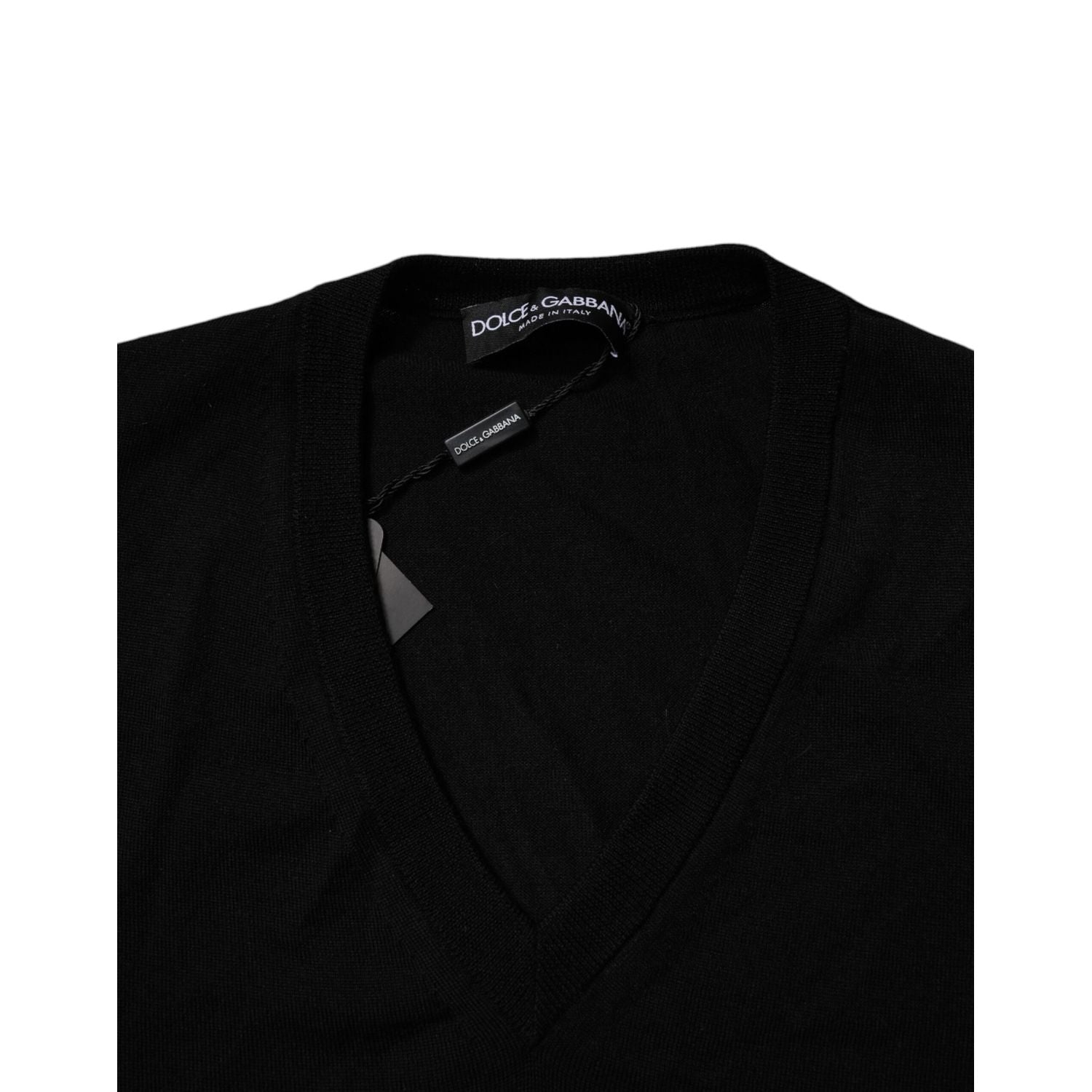 Dolce & Gabbana Black Camouflage V-neck Pullover Sweater