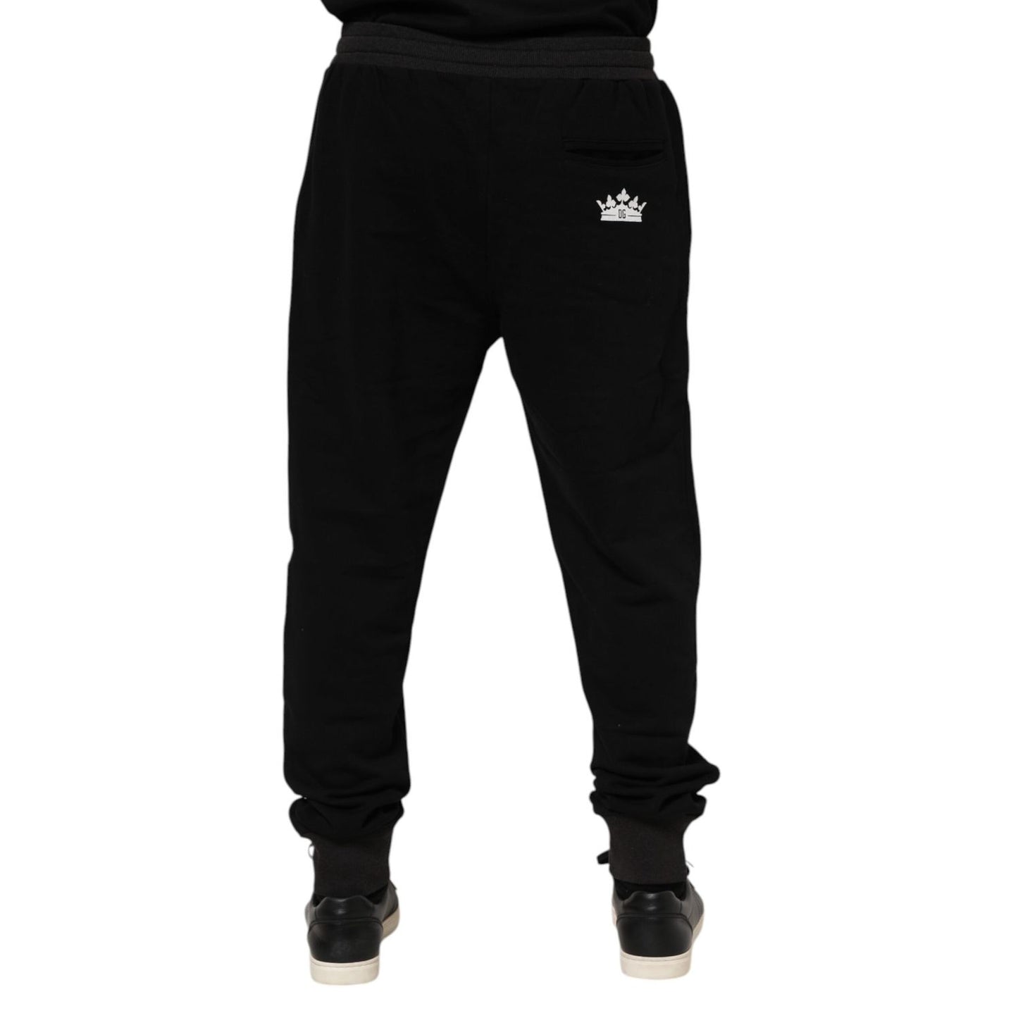 Dolce & Gabbana Black Cotton Crown Jogger Sweatpants Pants