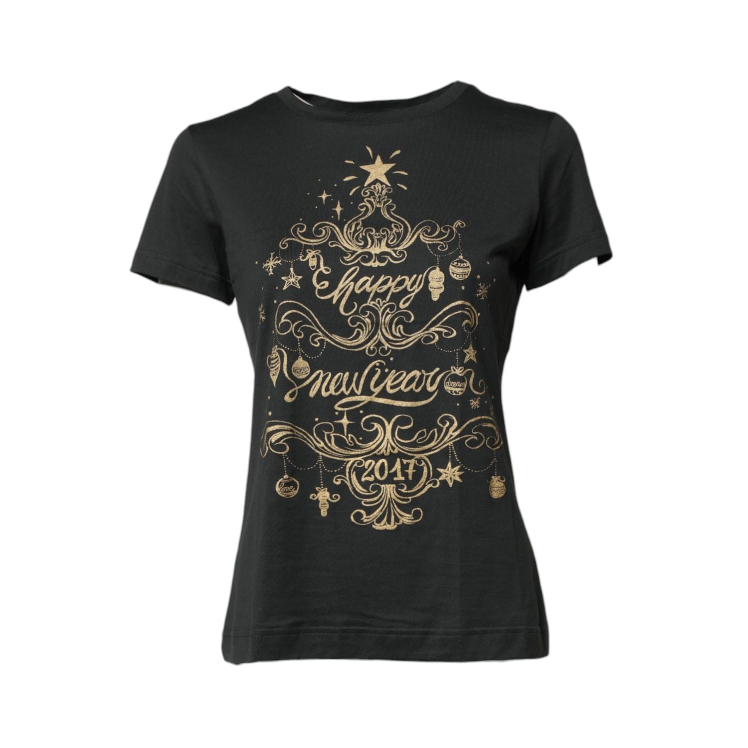 Dolce & Gabbana Black Cotton Round Neck Short Sleeve T-shirt