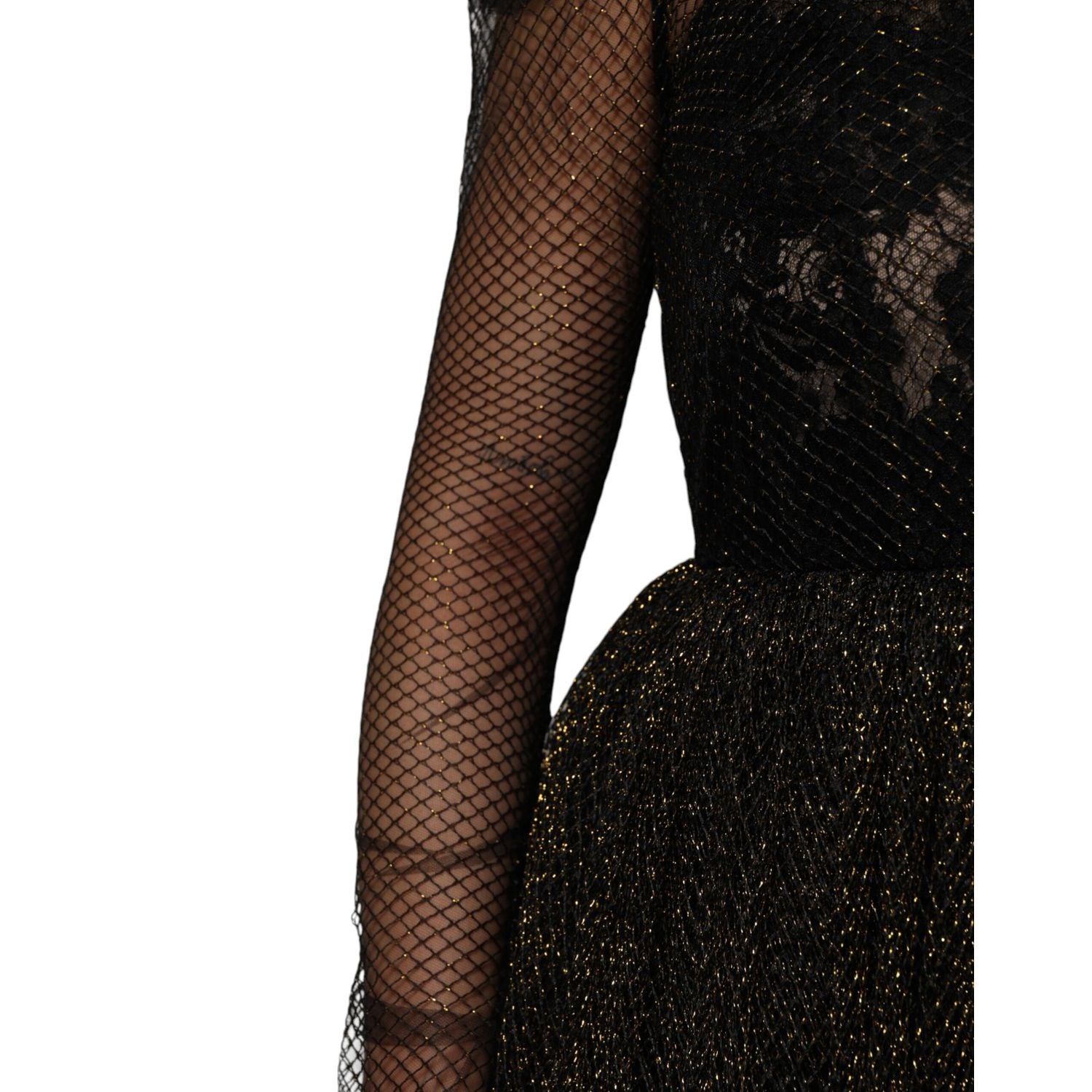 Dolce & Gabbana Black Crystal Heart Embellished A-line Dress