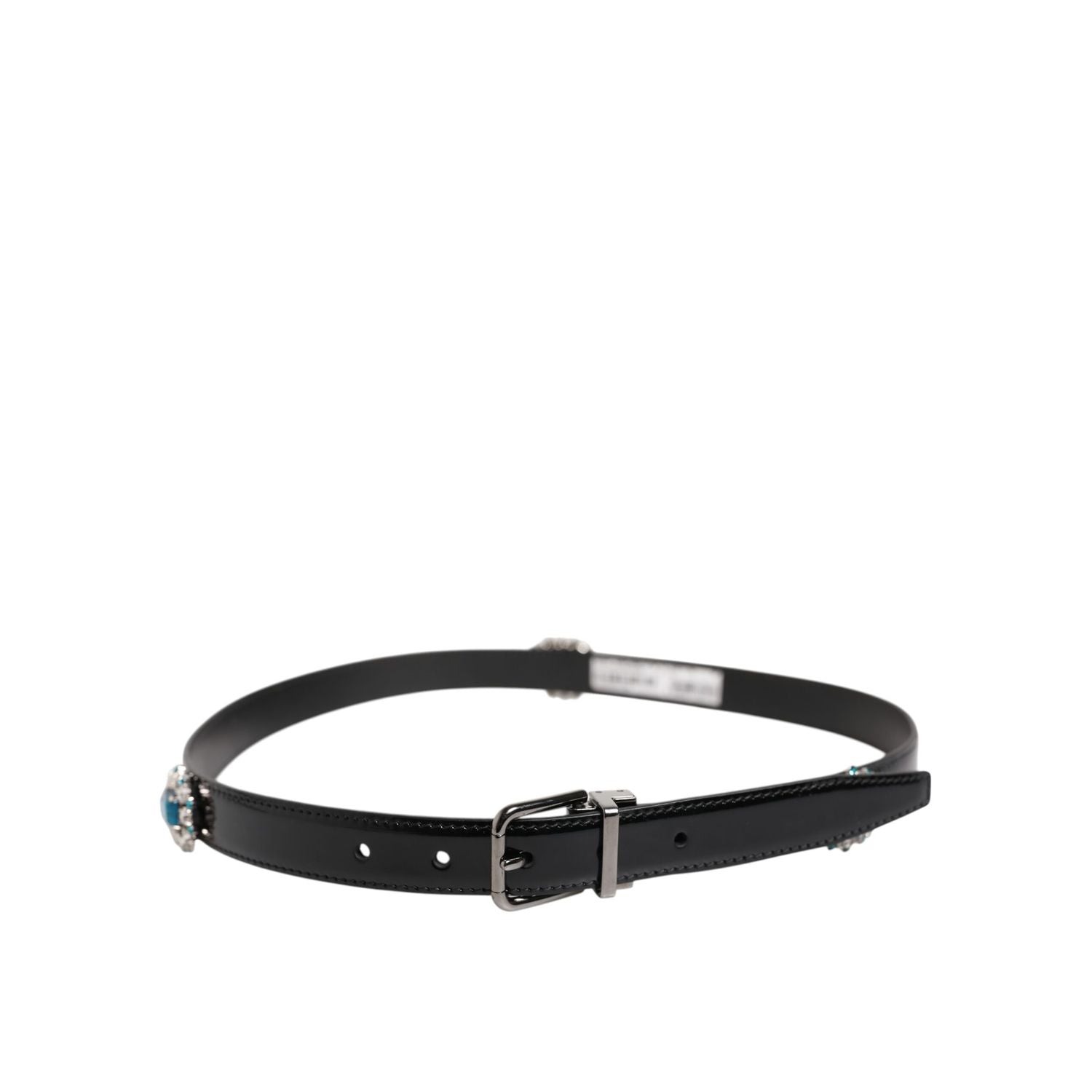 Dolce & Gabbana Black Embellished Metal Logo Buckle Belt