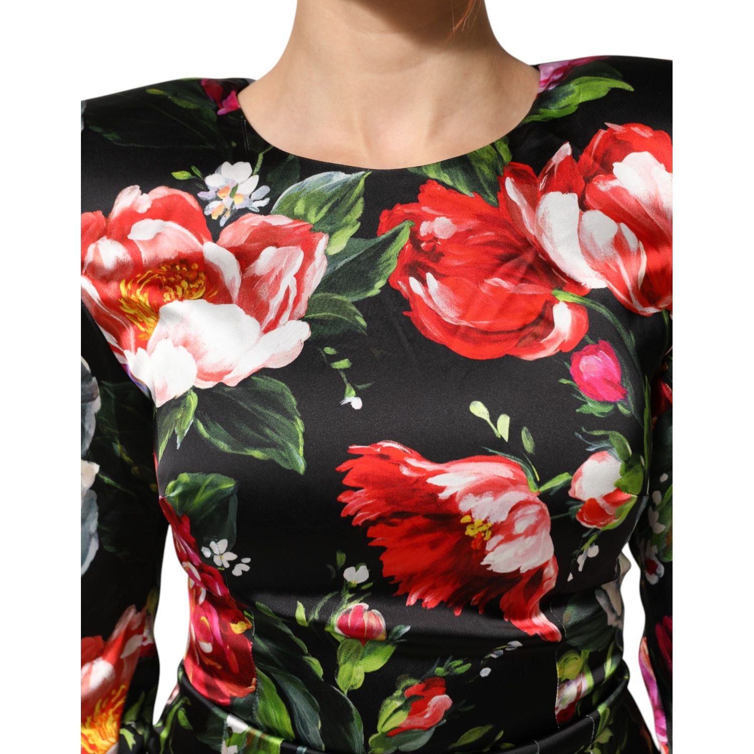 Dolce & Gabbana Black Floral Fiori Pittorici Mini Bodycon Dress