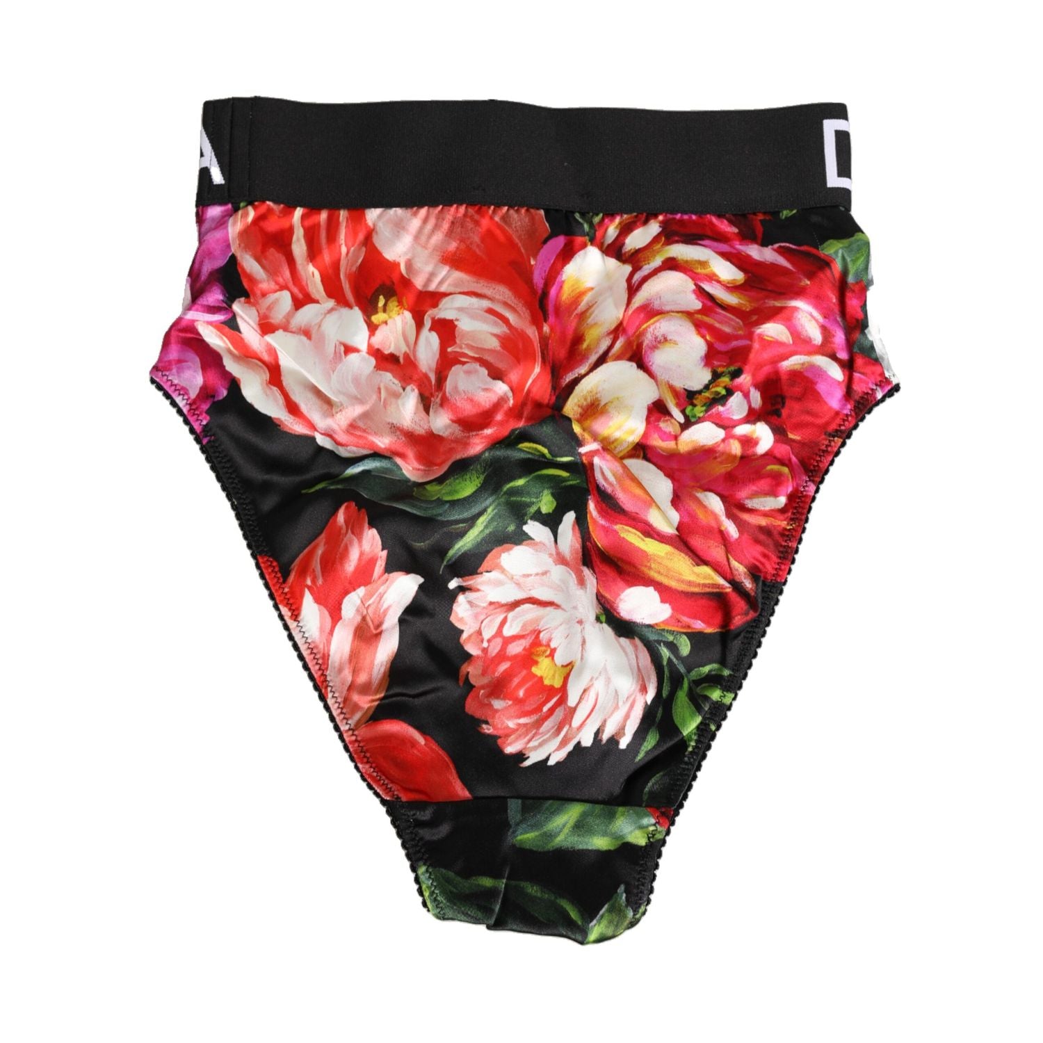 Dolce & Gabbana Black Floral Print High Waist Panty  Underwear