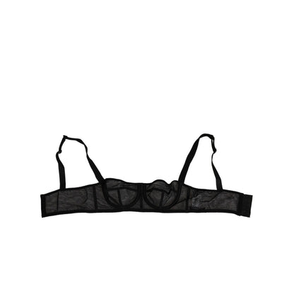 Dolce & Gabbana Black Floral Underwired Balconette Bra Underwear