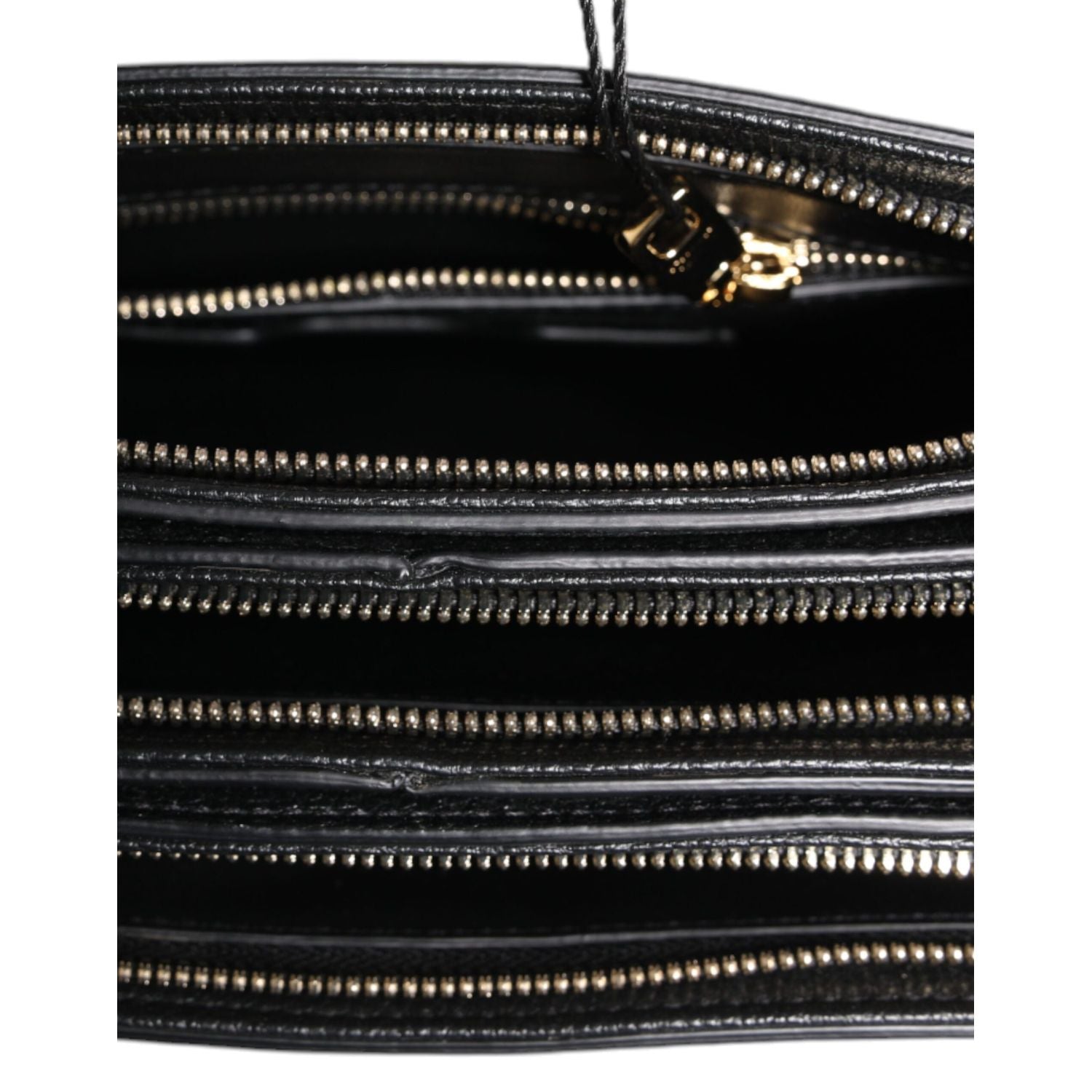 Dolce & Gabbana Black Grain Leather Logo Plaque Clutch Bag