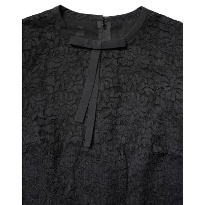 Dolce & Gabbana Black Lace STAFF Crew Neck Long Sleeves Top