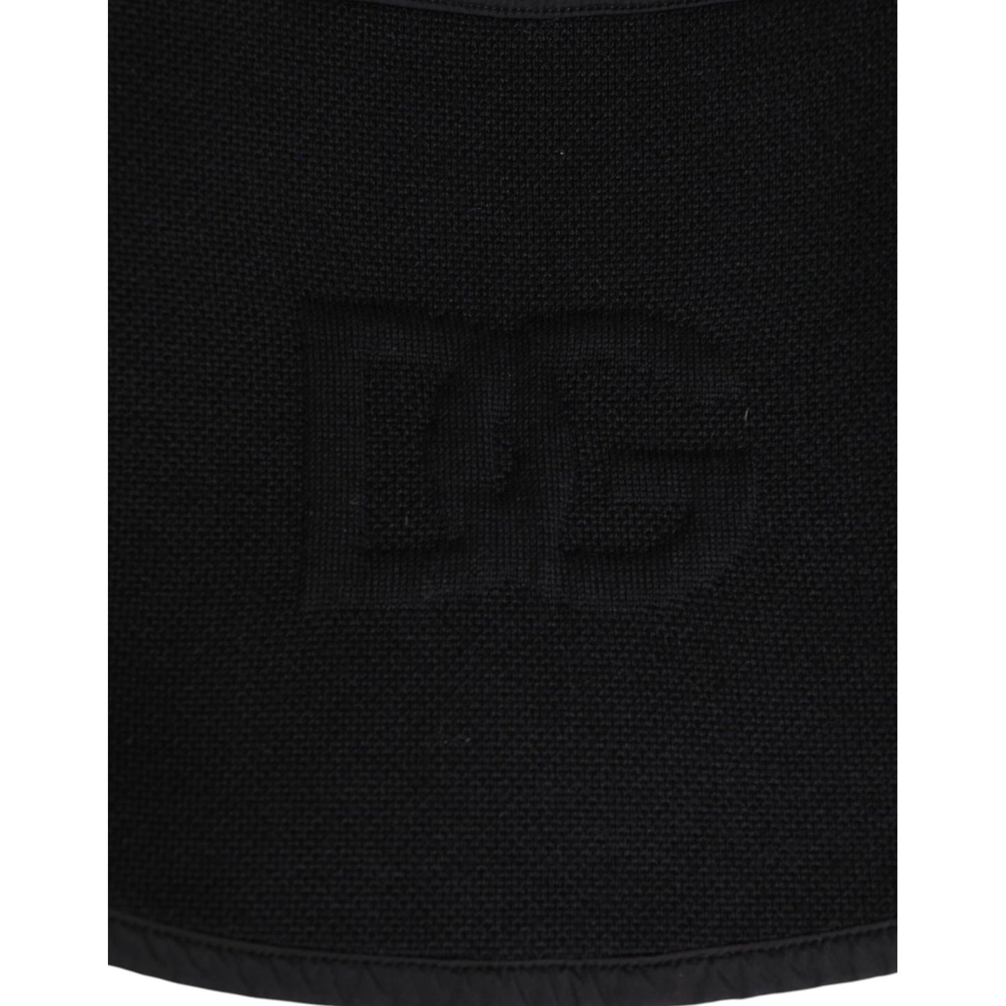 Dolce & Gabbana Black Lace Stole Knitted DG Logo Men One Size Scarf