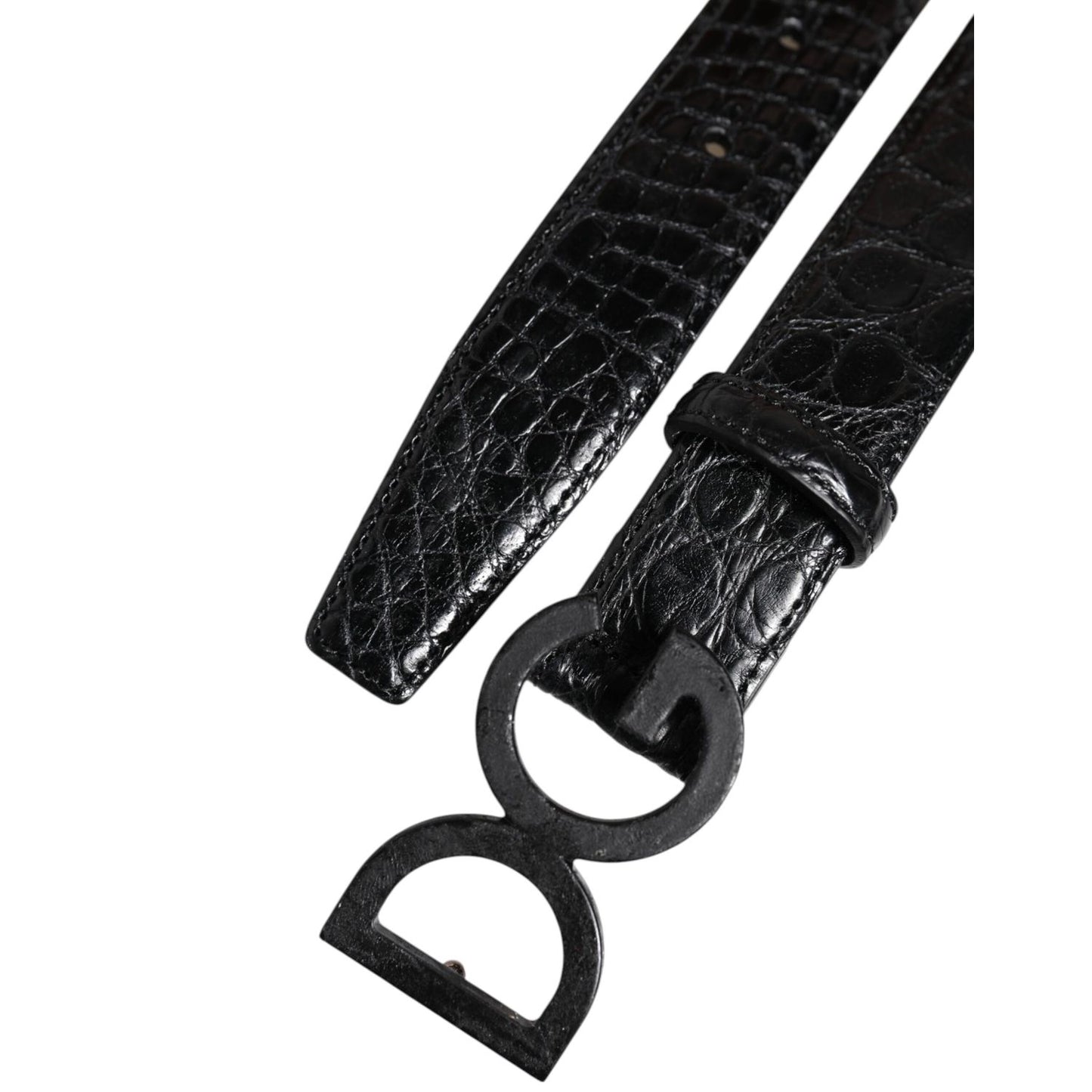 Dolce & Gabbana Black Leather Classic Metal DG Buckle Belt