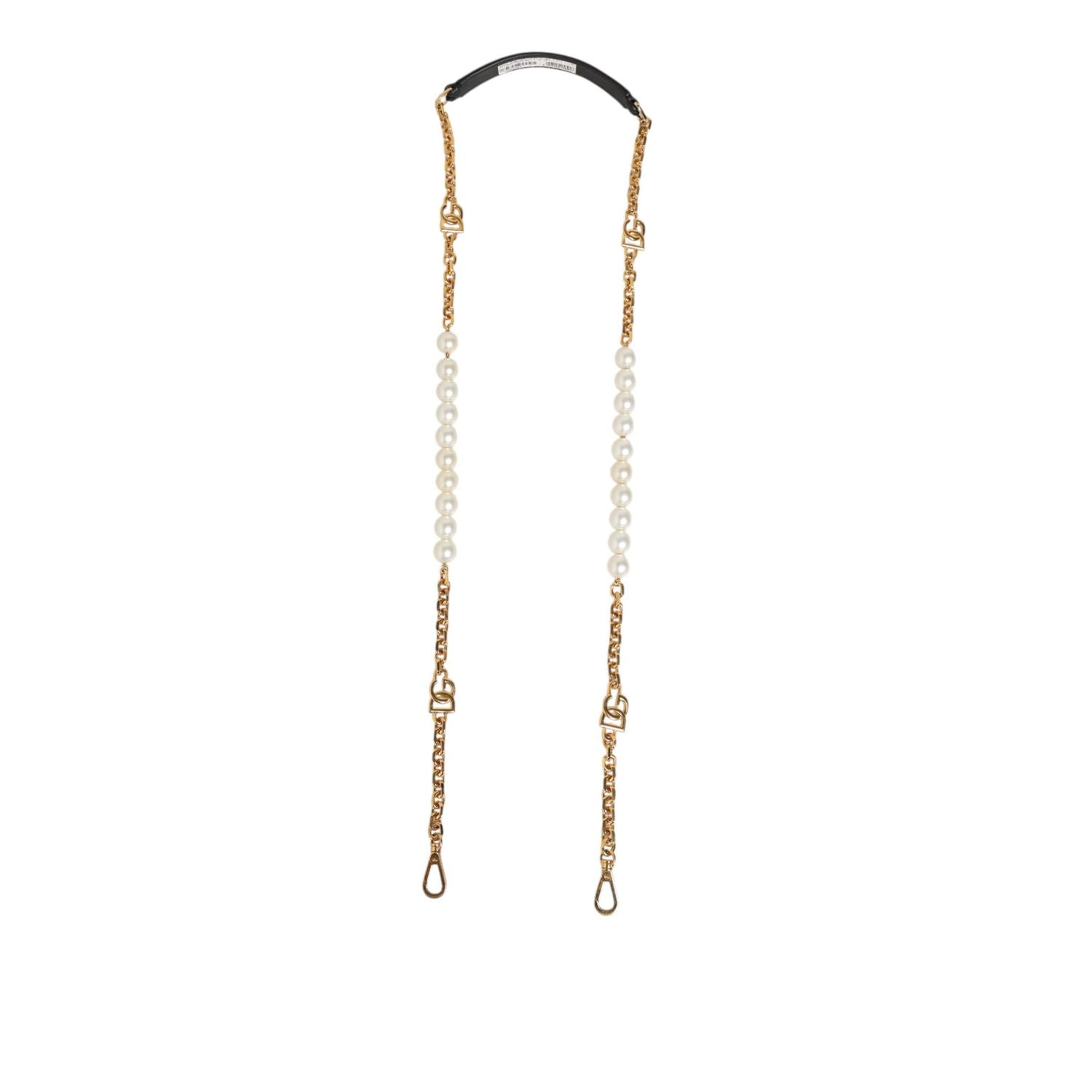 Dolce & Gabbana Black Leather Gold Chain Bag Accessory Shoulder Strap